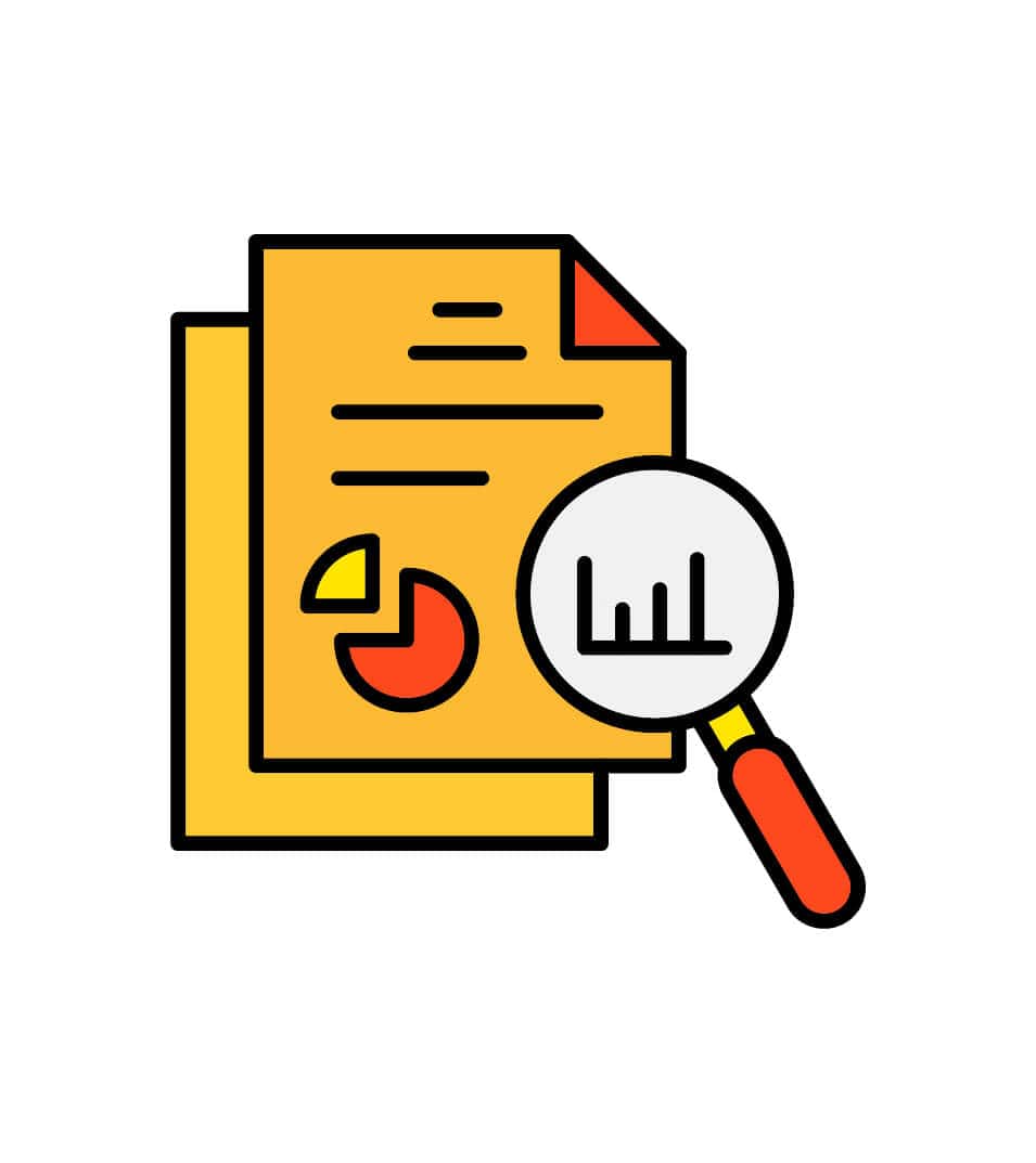 Iconos de automatización y análisis de datos para auditoría externa inteligente